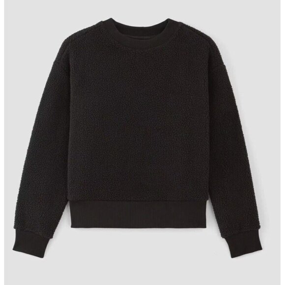 Everlane Woman’s Pullover Teddy Crewneck Oversized Sweatshirt Loungewear M Black - Picture 1 of 9